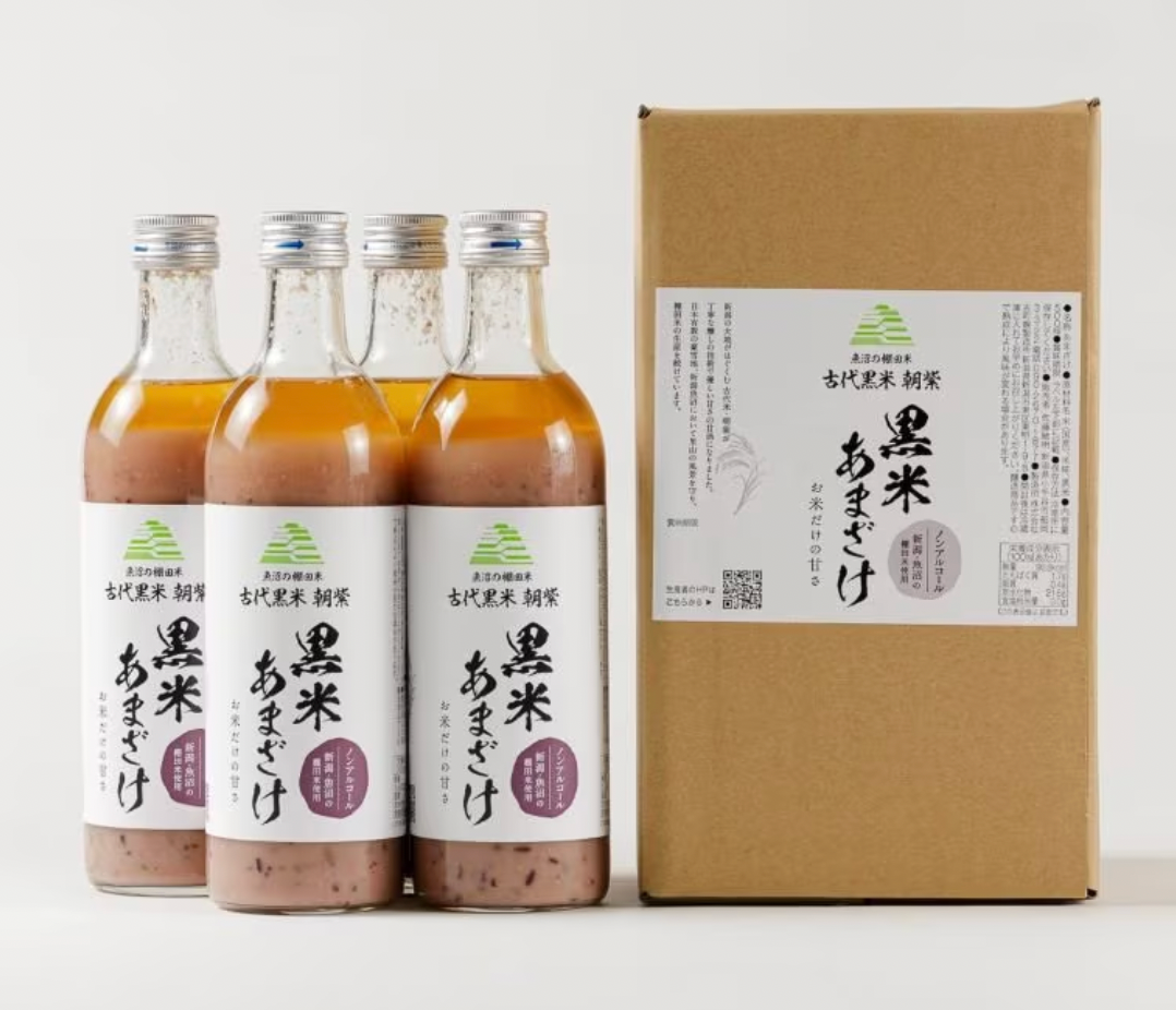 【残留農薬ゼロ】魚沼産コシヒカリ 黒米あまざけ/500ml/4本